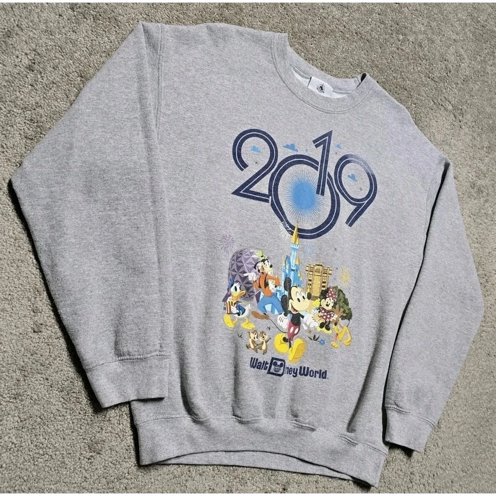 Disney Parks Walt Disney World Mickey Mouse Gray Pullover Sweatshirt Mens Medium